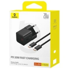 Адаптер Baseus GaN5 20W (1 Type-C) + кабель Type-C - Type-C (чорний) P10110900113-00
